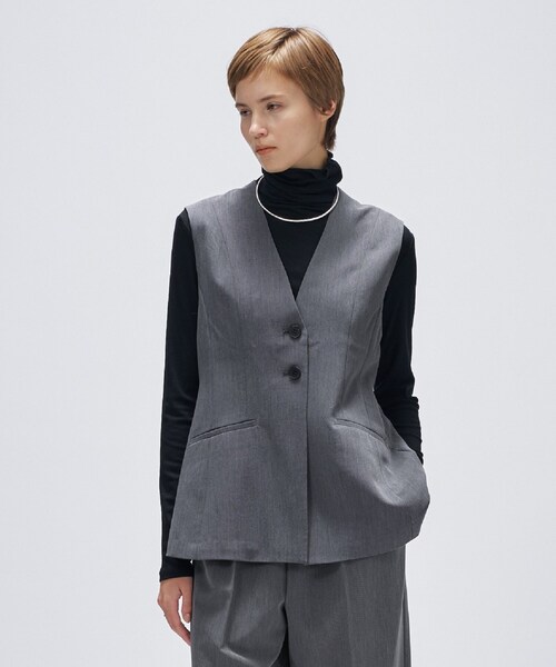 セール】【セットアップ／マシンウォッシュ】ツイルフレアジレ（ベスト