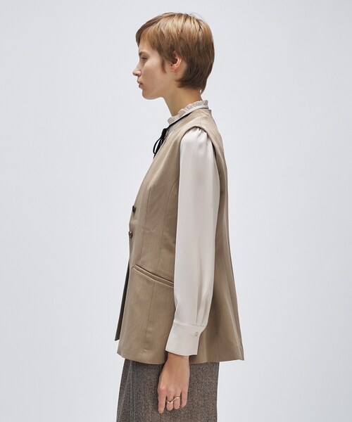 cloenc（クロエンス）の「【セットアップ／マシンウォッシュ】ツイルフレアジレ（ベスト・レディース・ナチュラル/ダークグレー・01/03/02）」の5枚目の写真