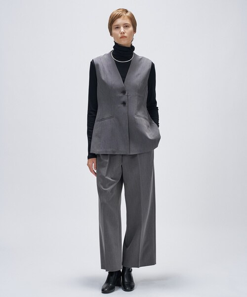 セール】【セットアップ／マシンウォッシュ】ツイルフレアジレ（ベスト