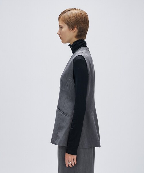 cloenc（クロエンス）の「【セットアップ／マシンウォッシュ】ツイルフレアジレ（ベスト・レディース・ナチュラル/ダークグレー・01/03/02）」の10枚目の写真