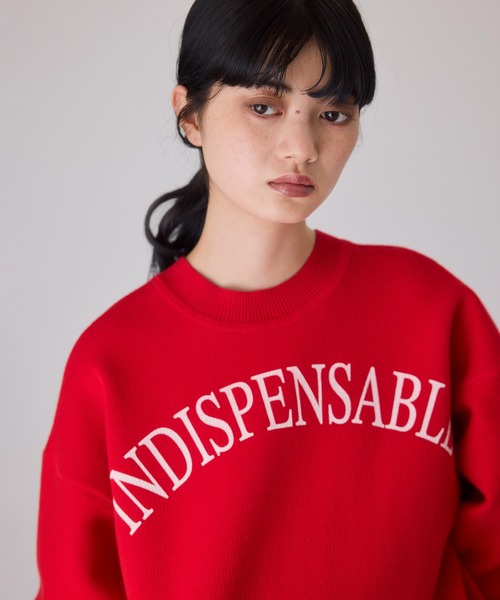 ADAM ET ROPE'(アダムエロペ)の「【サステナブル】2WAYスウェットニットカーディガン(カーディガン/ボレロ・レディース・チャコールグレー/オフホワイト/レッド・FREE)」の11枚目の写真