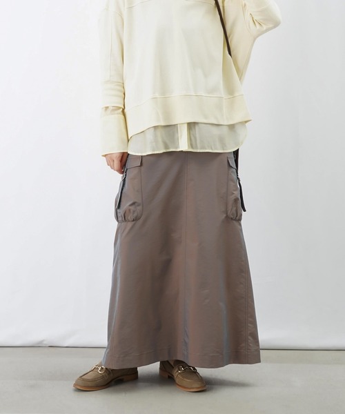 LUCA/LADY LUCK LUCA（ルカ/レディラックルカ）の「LC/LLL 玉虫リブカーゴスカート【セットアップ着用可】（スカート・レディース・グリーン/ベージュ・FREE）」の3枚目の写真