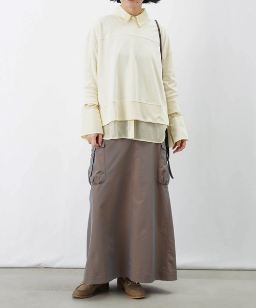 LUCA/LADY LUCK LUCA（ルカ/レディラックルカ）の「LC/LLL 玉虫リブカーゴスカート【セットアップ着用可】（スカート・レディース・グリーン/ベージュ・FREE）」の4枚目の写真