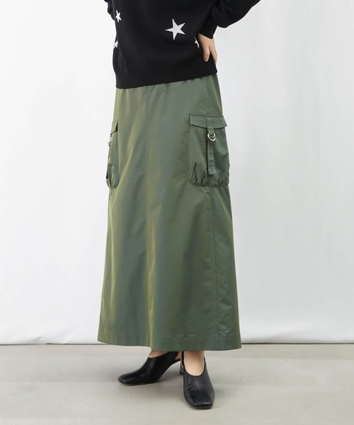 LUCA/LADY LUCK LUCA（ルカ/レディラックルカ）の「LC/LLL 玉虫リブカーゴスカート【セットアップ着用可】（スカート・レディース・グリーン/ベージュ・FREE）」の9枚目の写真