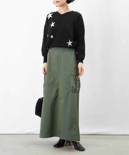 LUCA/LADY LUCK LUCA（ルカ/レディラックルカ）の「LC/LLL 玉虫リブカーゴスカート【セットアップ着用可】（スカート・レディース・グリーン/ベージュ・FREE）」の15枚目の写真