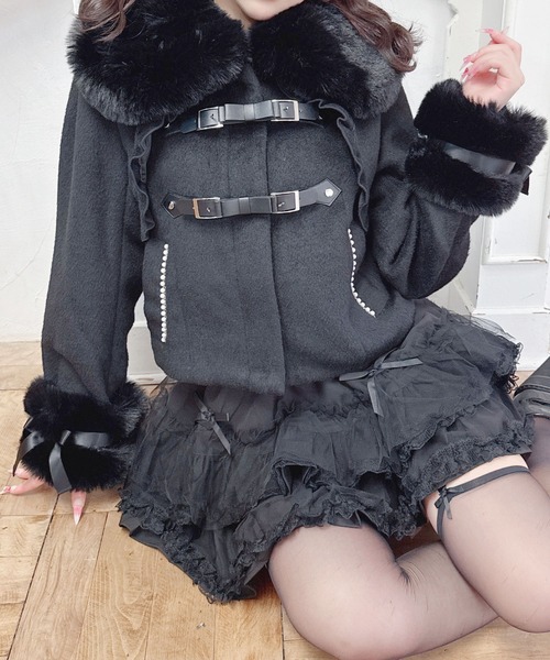 さきまるちゃんコラボ】リボンベルトショートコート（その他アウター