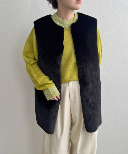 LHELBIE(レルビエ)の「ファー×キルティングベスト(その他アウター・レディース・モカ/アイボリー/ブラック・M)」の3枚目の写真