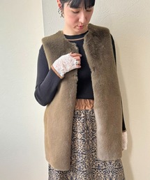 ファー×キルティングベスト