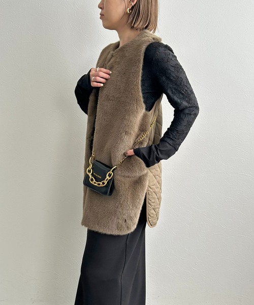 LHELBIE(レルビエ)の「ファー×キルティングベスト(その他アウター・レディース・モカ/アイボリー/ブラック・M)」の15枚目の写真