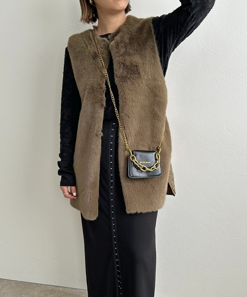 LHELBIE(レルビエ)の「ファー×キルティングベスト(その他アウター・レディース・モカ/アイボリー/ブラック・M)」の5枚目の写真