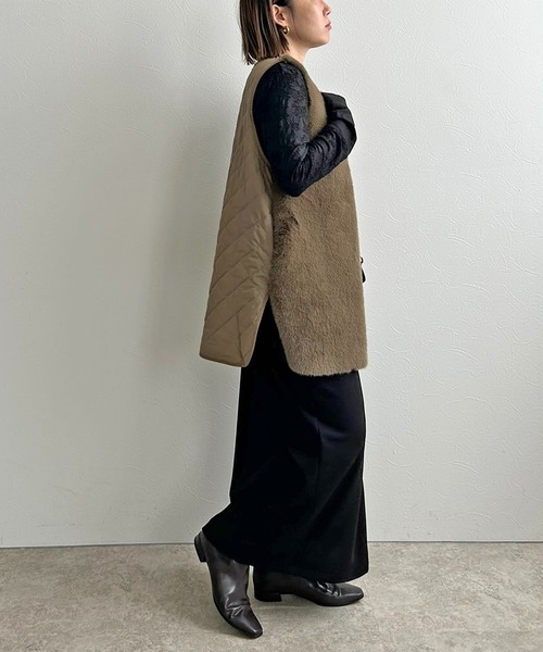 LHELBIE(レルビエ)の「ファー×キルティングベスト(その他アウター・レディース・モカ/アイボリー/ブラック・M)」の9枚目の写真