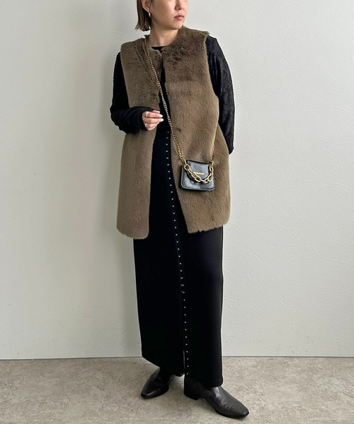 LHELBIE(レルビエ)の「ファー×キルティングベスト(その他アウター・レディース・モカ/アイボリー/ブラック・M)」の10枚目の写真