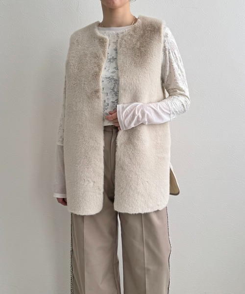 LHELBIE(レルビエ)の「ファー×キルティングベスト(その他アウター・レディース・モカ/アイボリー/ブラック・M)」の16枚目の写真