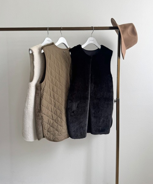 LHELBIE(レルビエ)の「ファー×キルティングベスト(その他アウター・レディース・モカ/アイボリー/ブラック・M)」の4枚目の写真