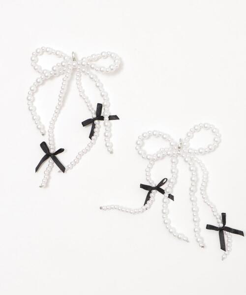 WEGO(ウィゴー)の「WEGO/【2点セット】リボン付きパーツ(シューズ小物/雑貨・レディース・ブラック/ホワイト・FREE)」の4枚目の写真