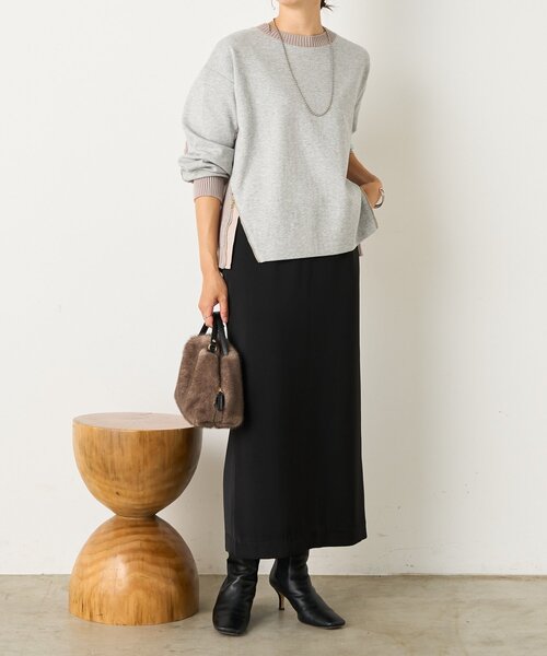 Jena espace merveilleux(ジェナ エスパスメルヴェイユ)の「【すっきり抜け感】ケーブルファスナープルオーバー(Tシャツ/カットソー・レディース・ベージュ/チャコールグレー/グレー・FREE)」の4枚目の写真