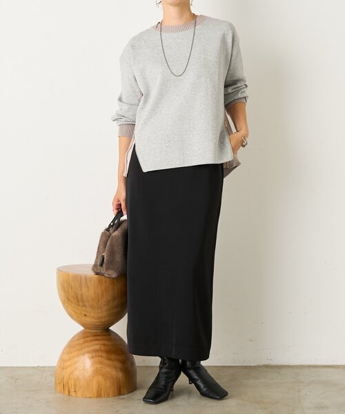 Jena espace merveilleux(ジェナ エスパスメルヴェイユ)の「【すっきり抜け感】ケーブルファスナープルオーバー(Tシャツ/カットソー・レディース・ベージュ/チャコールグレー/グレー・FREE)」の5枚目の写真