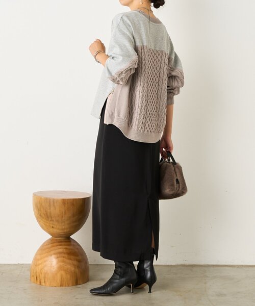 Jena espace merveilleux(ジェナ エスパスメルヴェイユ)の「【すっきり抜け感】ケーブルファスナープルオーバー(Tシャツ/カットソー・レディース・ベージュ/チャコールグレー/グレー・FREE)」の6枚目の写真