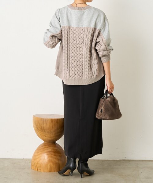 Jena espace merveilleux(ジェナ エスパスメルヴェイユ)の「【すっきり抜け感】ケーブルファスナープルオーバー(Tシャツ/カットソー・レディース・ベージュ/チャコールグレー/グレー・FREE)」の7枚目の写真