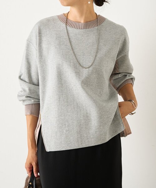 Jena espace merveilleux(ジェナ エスパスメルヴェイユ)の「【すっきり抜け感】ケーブルファスナープルオーバー(Tシャツ/カットソー・レディース・ベージュ/チャコールグレー/グレー・FREE)」の8枚目の写真