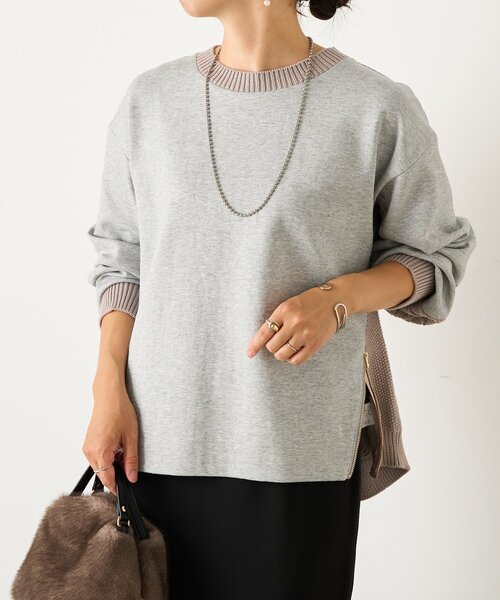 Jena espace merveilleux(ジェナ エスパスメルヴェイユ)の「【すっきり抜け感】ケーブルファスナープルオーバー(Tシャツ/カットソー・レディース・ベージュ/チャコールグレー/グレー・FREE)」の9枚目の写真