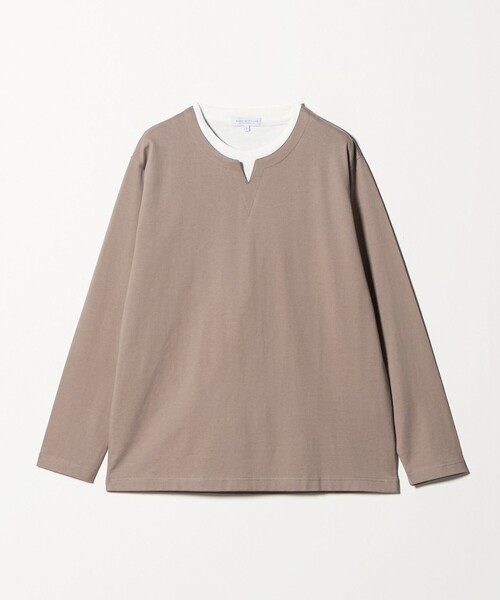 A DAY IN THE LIFE UNITED ARROWS(アデイインザライフユナイテッドアローズ)の「フェイクレイヤード キーネック カットソー<A DAY IN THE LIFE>(Tシャツ/カットソー・メンズ・ベージュ/ネイビー・L/M)」の1枚目の写真