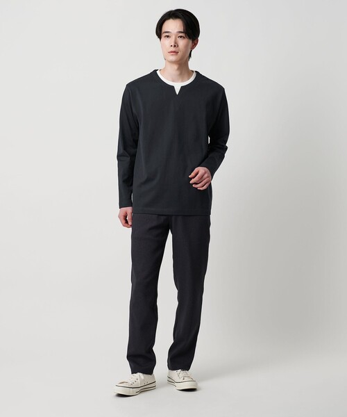 A DAY IN THE LIFE UNITED ARROWS(アデイインザライフユナイテッドアローズ)の「フェイクレイヤード キーネック カットソー<A DAY IN THE LIFE>(Tシャツ/カットソー・メンズ・ベージュ/ネイビー・L/M)」の5枚目の写真