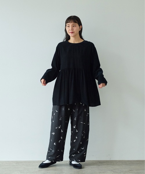 yuni（ユニ　）の「bird刺繍　drawstrings パンツ（その他パンツ・レディース・ブラック・FREE）」の4枚目の写真
