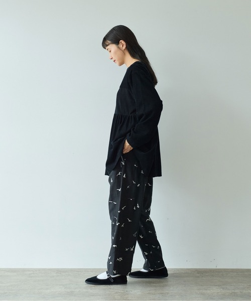 yuni（ユニ　）の「bird刺繍　drawstrings パンツ（その他パンツ・レディース・ブラック・FREE）」の6枚目の写真