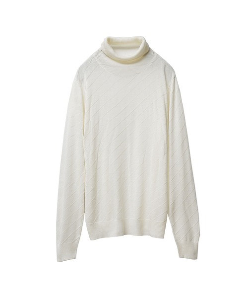 JOKER（ジョーカー）の「発熱・保温バイアス柄ニット（2型）メンズ クルーネック タートルネック 薄手 ホワイト ブラック ハイゲージ 春服 冬服（ニット/セーター・メンズ・ブラック/グレー系その他/グレー/ブラック系その他/ホワイト/ホワイト系その他・XL/M/L）」の9枚目の写真