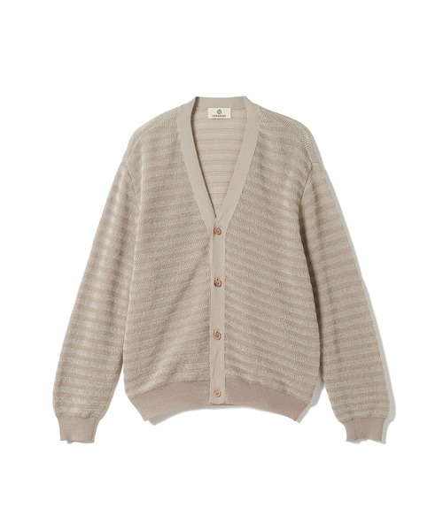 SEAGREEN(シーグリーン)の「SEAGREEN(シーグリーン) PAPER KNIT BORDER CARDIGAN(カーディガン/ボレロ・メンズ・ベージュ/ブルー・4/3/2)」の2枚目の写真