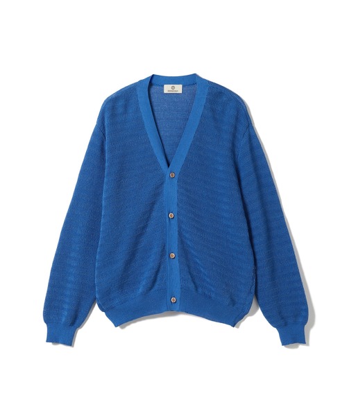 SEAGREEN(シーグリーン)の「SEAGREEN(シーグリーン) PAPER KNIT BORDER CARDIGAN(カーディガン/ボレロ・メンズ・ベージュ/ブルー・4/3/2)」の1枚目の写真