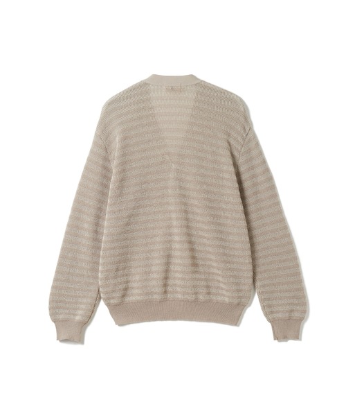 SEAGREEN(シーグリーン)の「SEAGREEN(シーグリーン) PAPER KNIT BORDER CARDIGAN(カーディガン/ボレロ・メンズ・ベージュ/ブルー・4/3/2)」の3枚目の写真