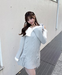 グレー ニット ミニワンピース 長袖　NOMAE one way NOMAE（ノーマエ）の「ショートボレロニットミニワンピース