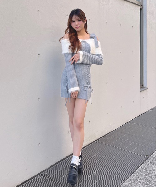 one way（ワンウェイ）の「オフショルニットワンピース（ワンピース・レディース・ブラック/ホワイト/グレー/ブルー・FREE）」の21枚目の写真