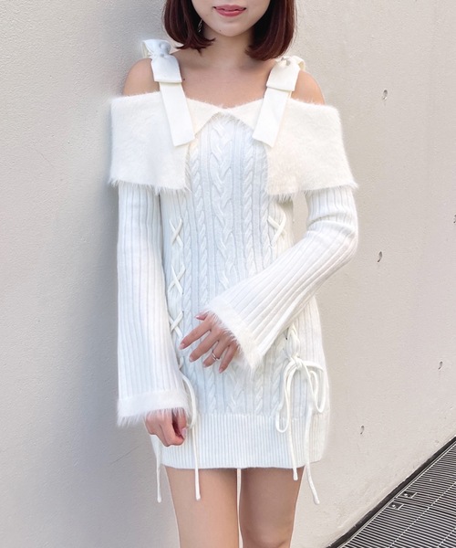 one way（ワンウェイ）の「オフショルニットワンピース（ワンピース・レディース・ブラック/ホワイト/グレー/ブルー・FREE）」の12枚目の写真