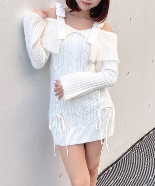 one way（ワンウェイ）の「オフショルニットワンピース（ワンピース・レディース・ブラック/ホワイト/グレー/ブルー・FREE）」の14枚目の写真