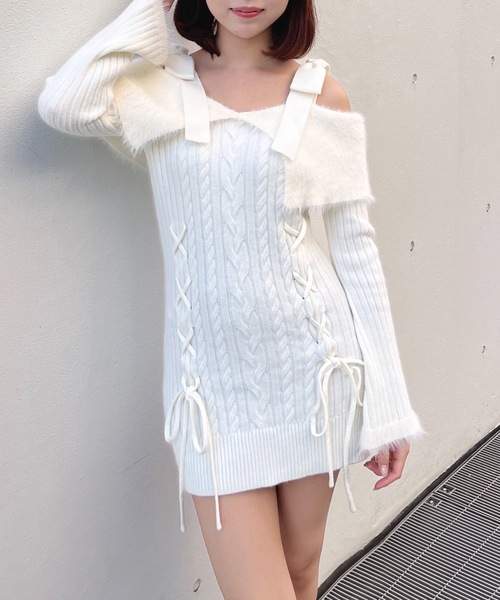 one way（ワンウェイ）の「オフショルニットワンピース（ワンピース