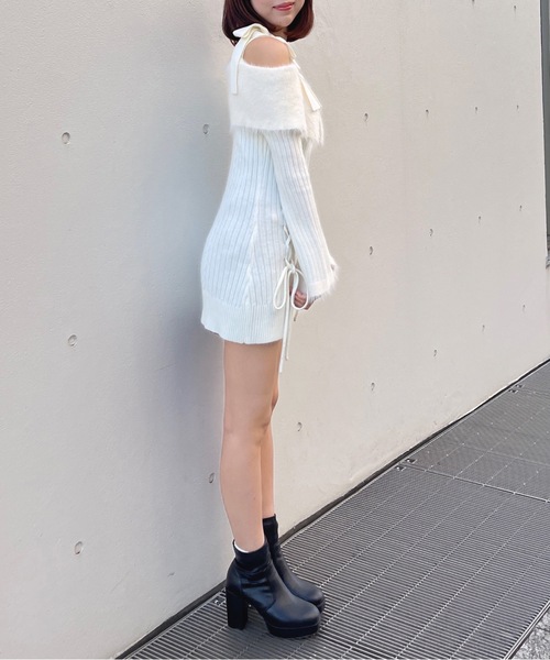 one way（ワンウェイ）の「オフショルニットワンピース（ワンピース