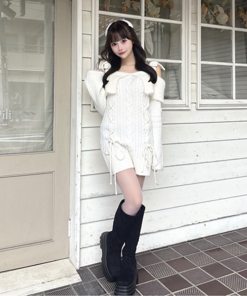 オフショルニットワンピース（ワンピース）｜one way（ワンウェイ）の