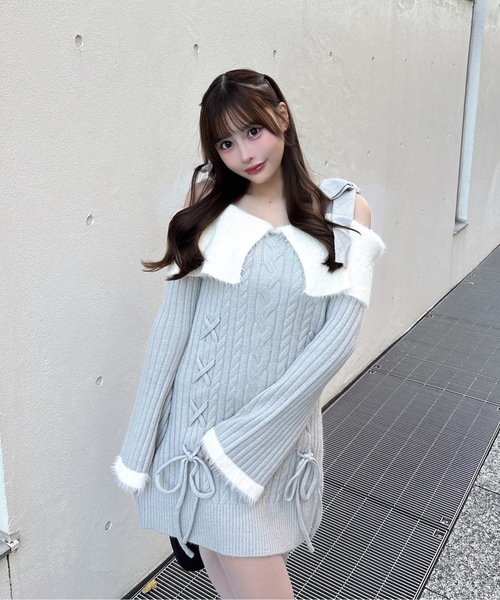 オフショルダーワンピース 8日発送 ワンピース オフショルカット