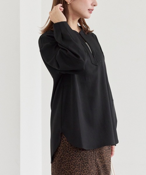 LAVEANGE（ラビアンジェ）の「タックスリーブブラウス（シャツ/ブラウス・レディース・ブラック/ベージュ・M/5L/4L/3L/LL）」の5枚目の写真