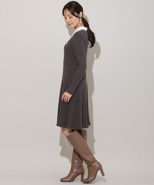 WILLSELECTION（ウィルセレクション）の「ポロカラーフレアニットワンピース（ワンピース・レディース・ボルドー/ブラック/チャコールグレー/ブルー・FREE）」の14枚目の写真