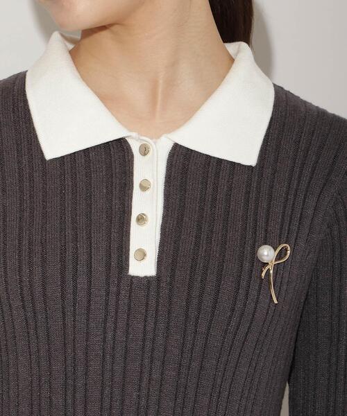 WILLSELECTION（ウィルセレクション）の「ポロカラーフレアニットワンピース（ワンピース・レディース・ボルドー/ブラック/チャコールグレー/ブルー・FREE）」の17枚目の写真