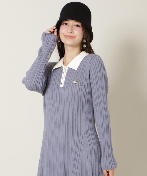 WILLSELECTION（ウィルセレクション）の「ポロカラーフレアニットワンピース（ワンピース・レディース・ボルドー/ブラック/チャコールグレー/ブルー・FREE）」の22枚目の写真