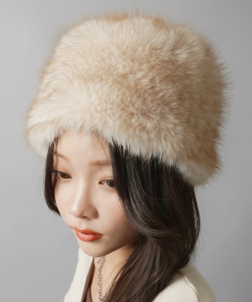 SPINNS（スピンズ）の「フェイクファーハット（ハット・レディース・ベージュ/アイボリー・ONESIZE）」の6枚目の写真