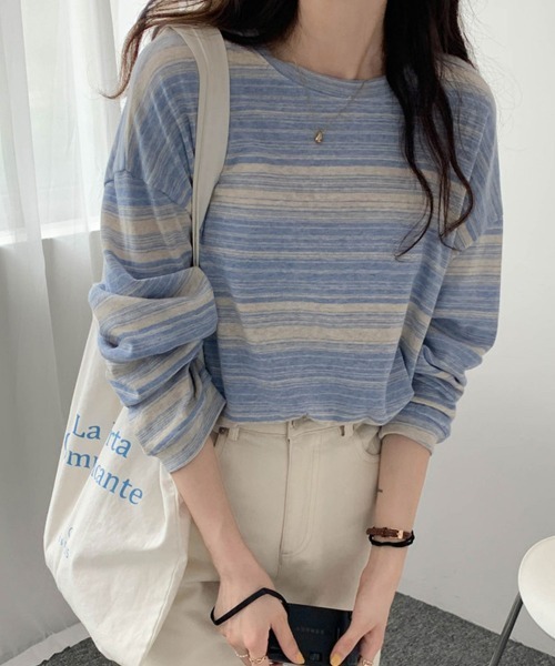 Miniministore(ミニミニストア)の「Tシャツ 韓国風 カットソートップス春秋(Tシャツ/カットソー・レディース・ピンク/ブラック/ブルー/カーキ・FREE)」の5枚目の写真