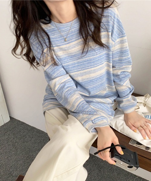 Miniministore(ミニミニストア)の「Tシャツ 韓国風 カットソートップス春秋(Tシャツ/カットソー・レディース・ピンク/ブラック/ブルー/カーキ・FREE)」の7枚目の写真