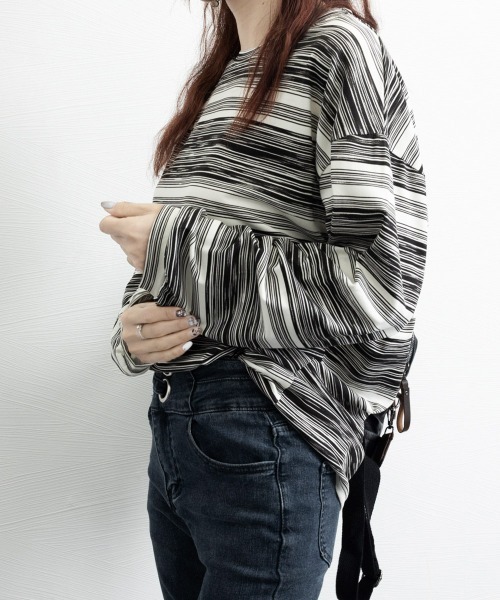 Miniministore(ミニミニストア)の「Tシャツ 韓国風 カットソートップス春秋(Tシャツ/カットソー・レディース・ピンク/ブラック/ブルー/カーキ・FREE)」の19枚目の写真