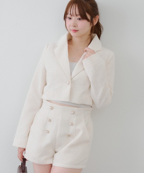 continuer de NICE CLAUP（コンティニューデナイスクラップ）の「【セットアップ対応】金釦ツイードショートパンツ（その他パンツ・レディース・その他1/アイボリー/ブラック・FREE）」の17枚目の写真